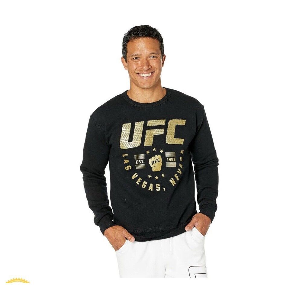 UFC Mens Size M Black Gold Las Vegas‎ Nevada Crew Neck Fleece Sweatshirt 2021